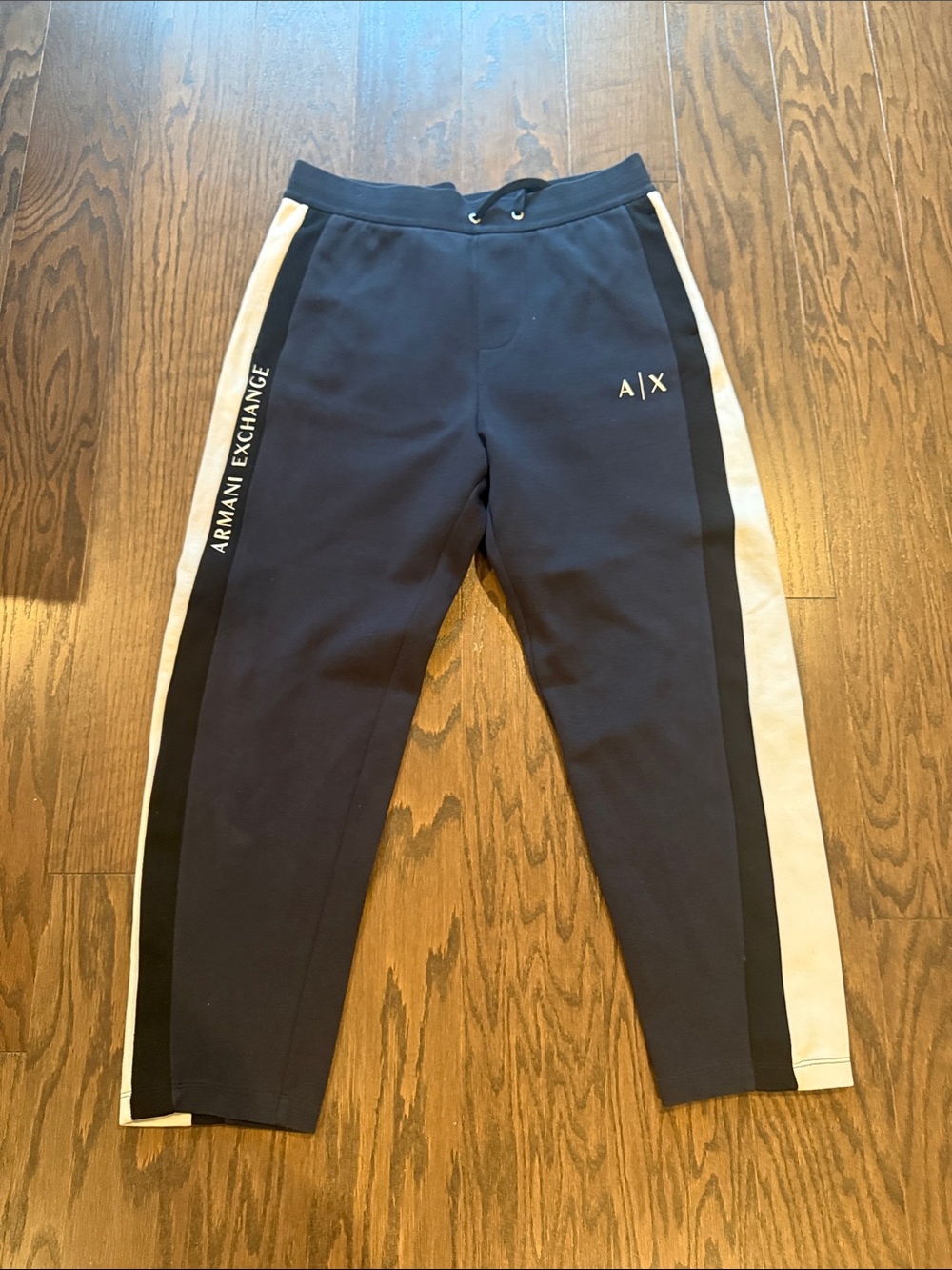Armani Exchange Navy and White Track Pants